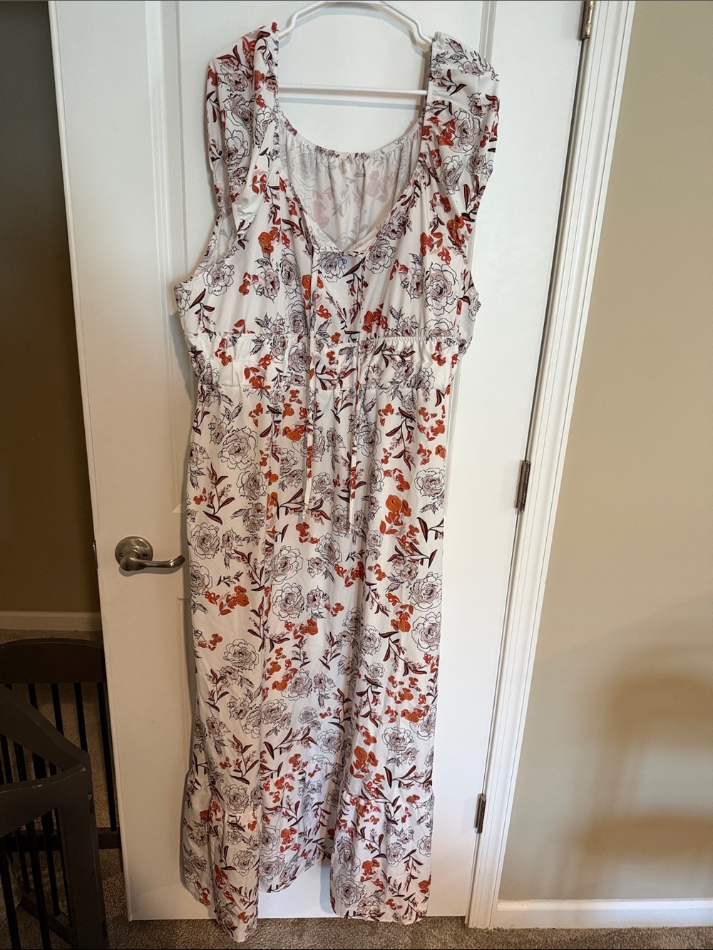 SHEIN Cream Maxi Dress with Rust Floral Print